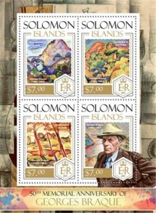 Solomon Islands - 2013 Georges Braque - 4 Stamp Sheet - 19M-315