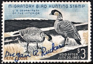 RW31 $3.00 Hawaiian Nene Geese Duck Stamp (1964) Signed