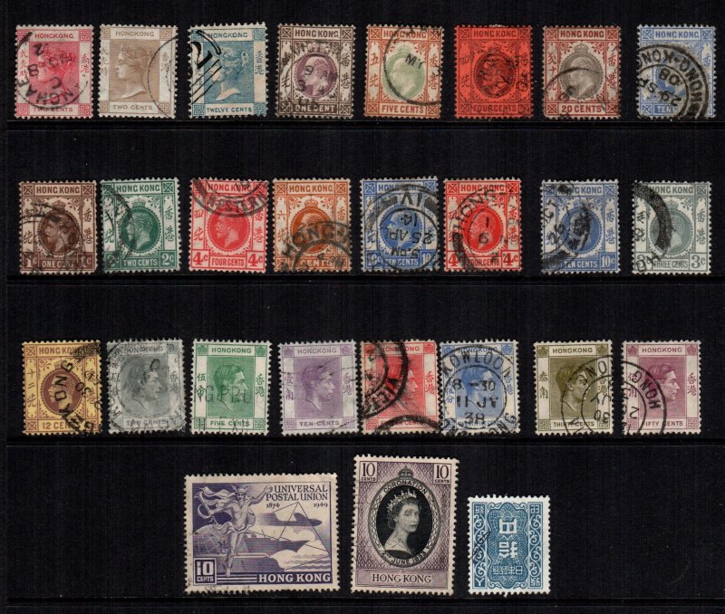 Hong Kong  27  diff Used and mint  hinged cat $54.00