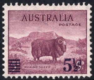 Australia SC#190 5½d on 5d Merino Sheep: Surcharged (1941) MLH