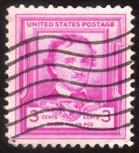 1949, US 3c, Edgar Allan Poe, Used, Sc 986