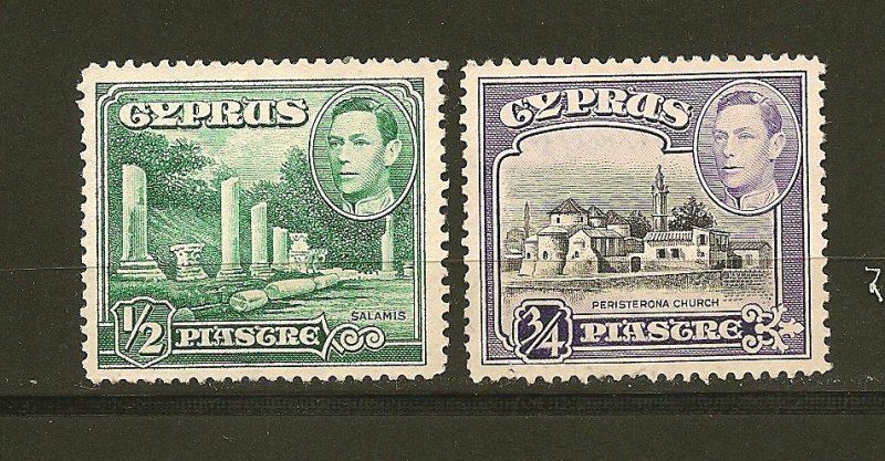 Cyprus 144-145 King George VI Mint No Gum