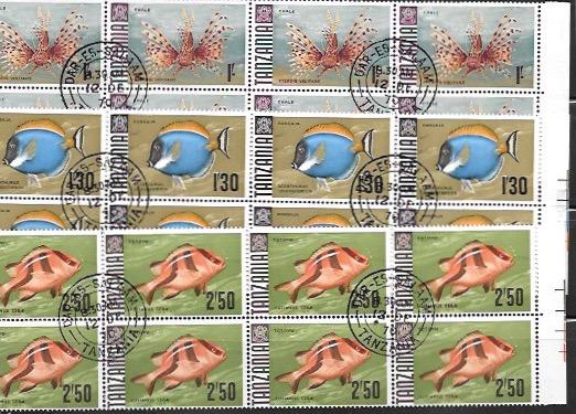 Tanzania Blocks of 8 - Marine life - Chale, Kangaja, Totovu. #28,29,31