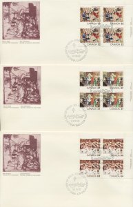 1984 #1040-1042 Set of 3 Christmas FDCs, UR Plate Blocks, CPC Cachets