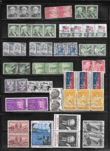 #436 My Page of Used US.  Stamps Pairs + Collection / Lot.