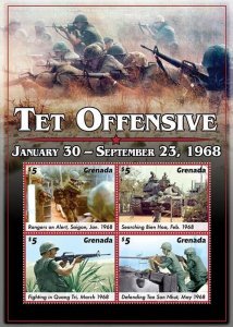 Grenada 2020 - Vietnam War Tet Offensive - Sheet of 4 Stamps - Scott #4363 - MNH