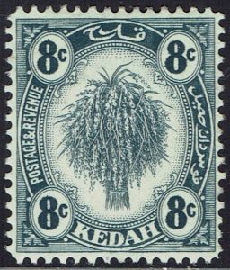 KEDAH 1922 RICE SHEAF 8C GREY