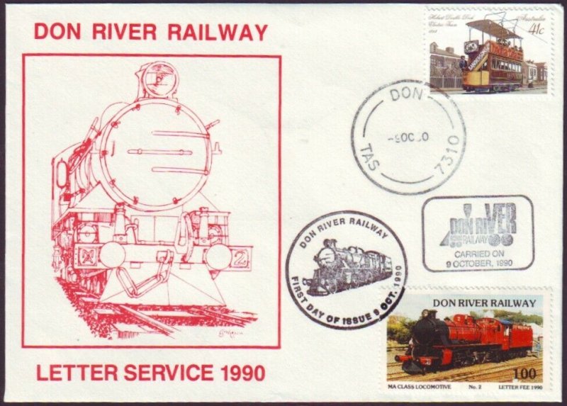 DON RIVER RAILWAY (TASMANIA) - 1990 LETTER SERVICE COVER - CINDERELLA (RU5271)