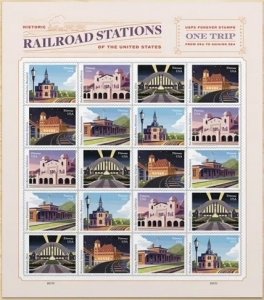 Railroad Stations Forever stamps 5 sheets total 100pcs