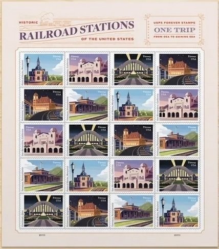 Railroad Stations Forever stamps 5 sheets total 100pcs