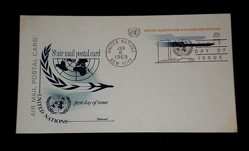 U.N.1969, NEW YORK #UXC7, FLEET WOOD CACHET POSTAL CARD ,FDC, NICE!! LQQK!!!