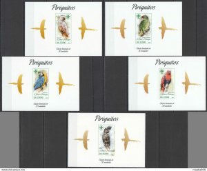 Lx041 Imperf 2013 Sao Tome & Principe Parrots Birds !!! Uv Cardboard 5Bl Mnh