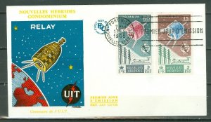 NEW HEBRIDES FRENCH...ITU  SATELLITE #124-125 on FDC