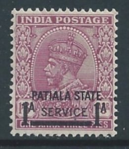 India-Convention States-Patiala #O58 NH 1a,3p King George V Issue Ovptd. Pat...