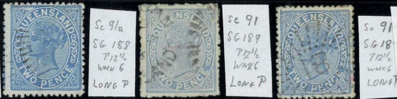 aa5621k - Australia QUEENSLAND - STAMP - SG # 188/89 set of  USED  Error: long P