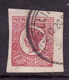 New Zealand-Sc#P4a- id6-used 1/2p Newspaper stamp-unwmk-imperf-unusual-vertical