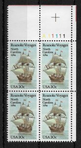 USA 1984 Roanoke Voyages, Ships, Sailing Ships, Block Sc # 2093,VF MNH**