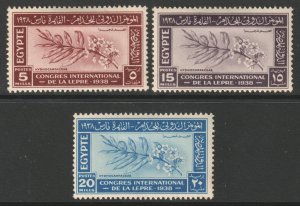 Egypt Scott 231/233 - SG273/275, 1938 Leprosy Research Congress Set MH*