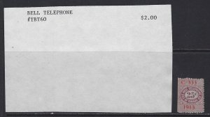 CANADA REVENUE - #TBT60 - 1913 BELL TELEPHONE COMPANY MINT STAMP EX-BILESKI