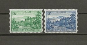 NORFOLK ISLAND 1947/59 SG 6a+12a MNH Cat £31