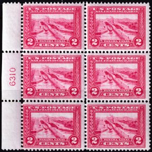 #398 Mint LH, F-VF, Plate number block of 6 (CV $400) (CV $16 - ID28376) - Jo...