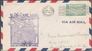 USA 1940 first flight cover Honolulu Hawaii to New Caledonia...............55590