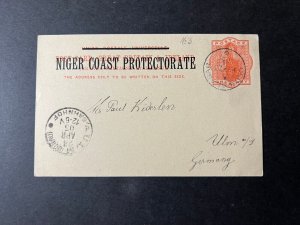 1903 Niger Coast Protectorate Overprint Postcard Cover Calabar to Ulm Germany