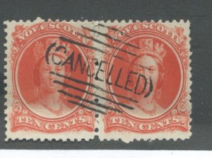 Nova Scotia 1860 10 cents pair struck with Cancelled