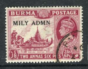 BURMA; 1945 Mily ADMN GVI issue used 2a. 6p. VARIETY Bird in Trees