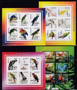 11pcs Nature Animals Birds PARROTS Paradise Imperf Nice set (private issue) FG4