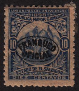 El Salvador O133 Official Usage Postage O/P 1898