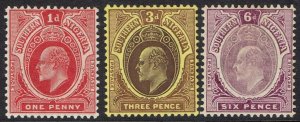 SOUTHERN NIGERIA 1907 KEVII NEW COLORS 1D 3D AND 6D