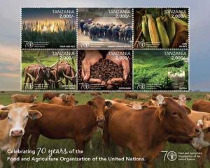 Tanzania 2015 U.N. 70 Anniversary of Food and Agriculture Sheet of 6 Stamps MNH