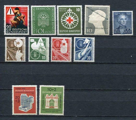 Germany 1953 Mi 162-172 MNH(1 stamp is MH) CV 215 euro Complete Year (-4 st)2471