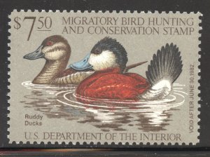 United States Scott RW48 MNHOG - 1981 $7.50 Ruddy Ducks - CV $16.00