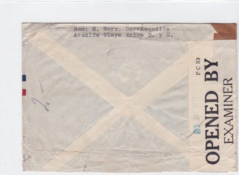 colombia 1942  censor  stamps cover ref r16153