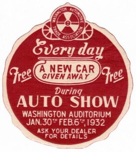 (I.B) US Cinderella : Auto Show Label (Washington 1932)