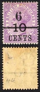 British Honduras SG44Var 6c on 10c on 4d in black Variety M/M