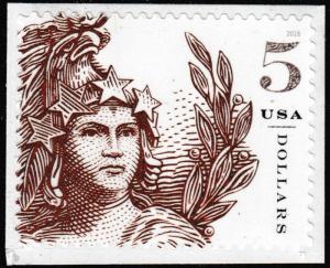 US 5297 Statue of Freedom Five Dollar Brick Red $5 single (1 stamp) MNH 2018