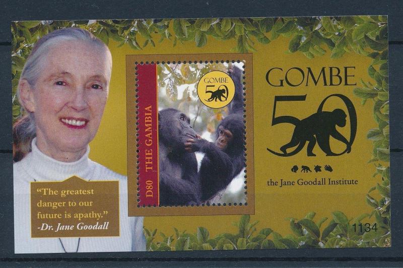 [32063] Gambia 2011 Wild Animals Mammals Jane Goodall Monkeys MNH Sheet