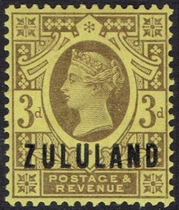 ZULULAND 1888 QV GB OVERPRINTED 3D