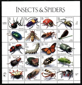 USA-Sc#3351- id12-unused NH sheet-Insects-Spiders-Beetles-1999-