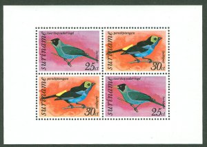 Suriname # C60a Birds, souvenir sheet (1) Mint NH