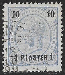 AUSTRIAN OFFICES IN TURKEY 1890-92 1pi on 10kr Franz Joseph  Sc 23 VFU