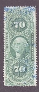 USA REVENUE STAMP 1862-71 70 CENTS FOREIGN EXCHANGE  SCOTT  #R65c
