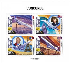 Chad - 2021 Supersonic Airliner Plane - 4 Stamp Sheet - TCH210520a 