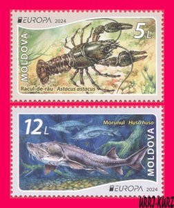MOLDOVA 2024 Europa CEPT Water Fauna River Fish Sturgeon Crayfish Crustacean 2v