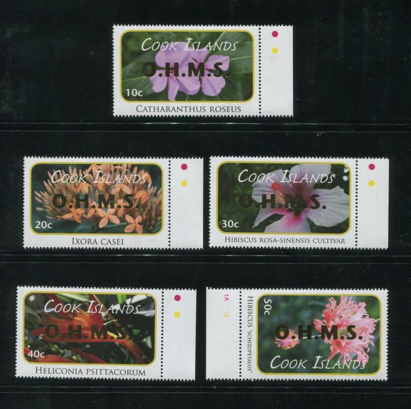 2010 Cook Islands Flowers Official Postage Stamps #O70-84 Mint Never Hinged