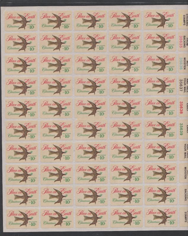 1552 Christmas Dove and Weather Vane MNH sheet of 50 at Face Value