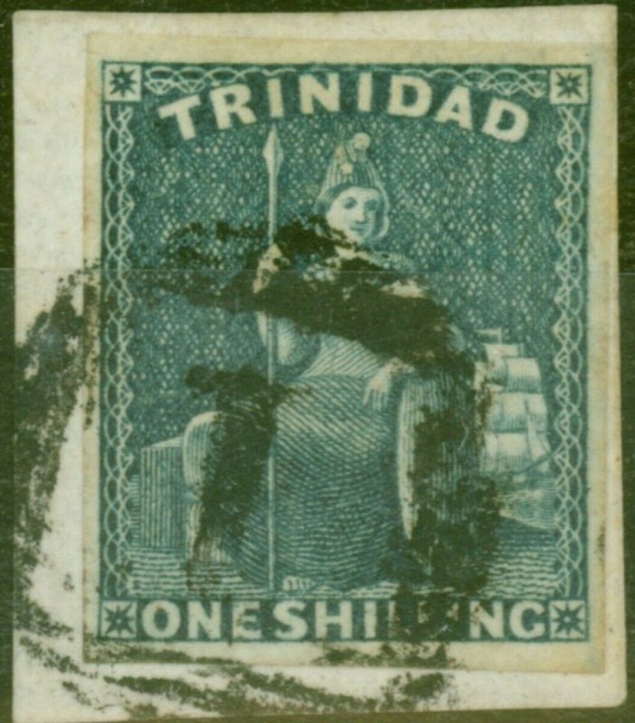 Trinidad 1859 1s Indigo SG29 Fine Used on Piece with Royal Certificate